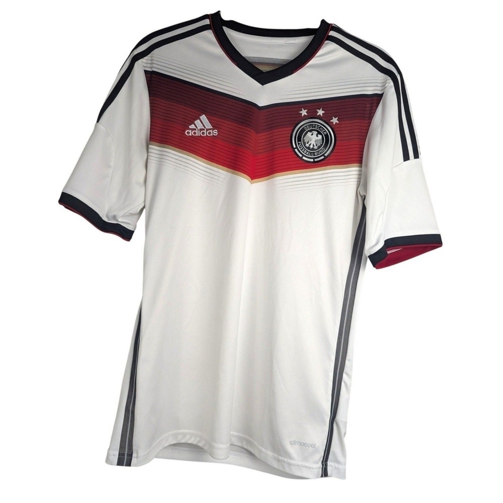 M Adidas Germany 2014 World Cup Home Jersey White Red DFB Soccer Shirt Mens